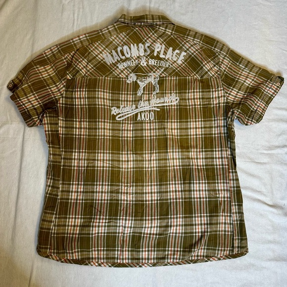 AKOO “Hunt Club” Plaid Button-Up Shirt Short Sleeve Outdoor Graphic Top Size 3XL - Picture 11 of 11